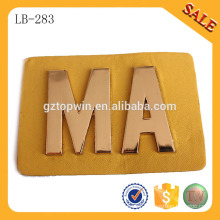 LB283 custom genuine clothing leather labels with metal